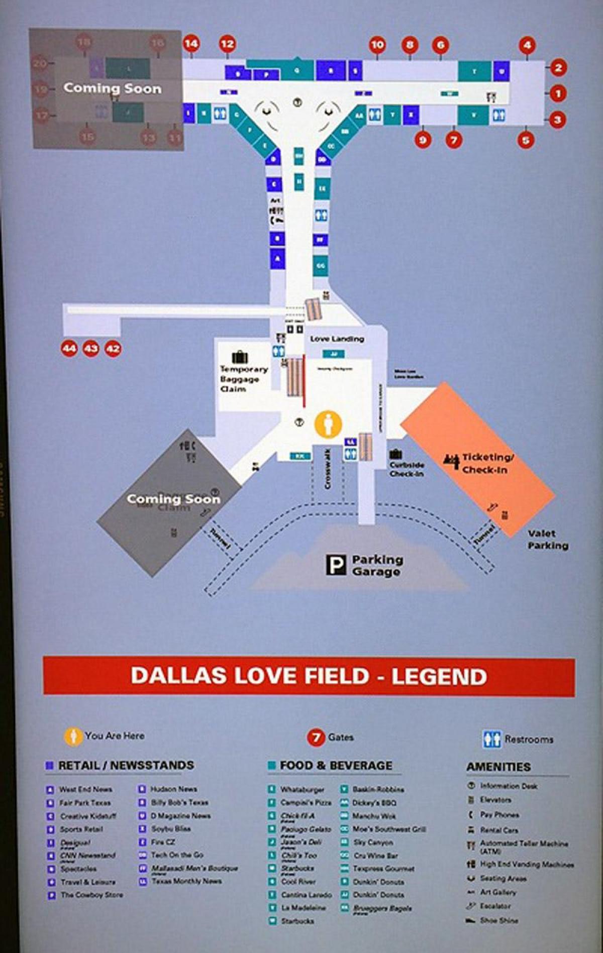 Dallas ljubav polje aerodrom mapu