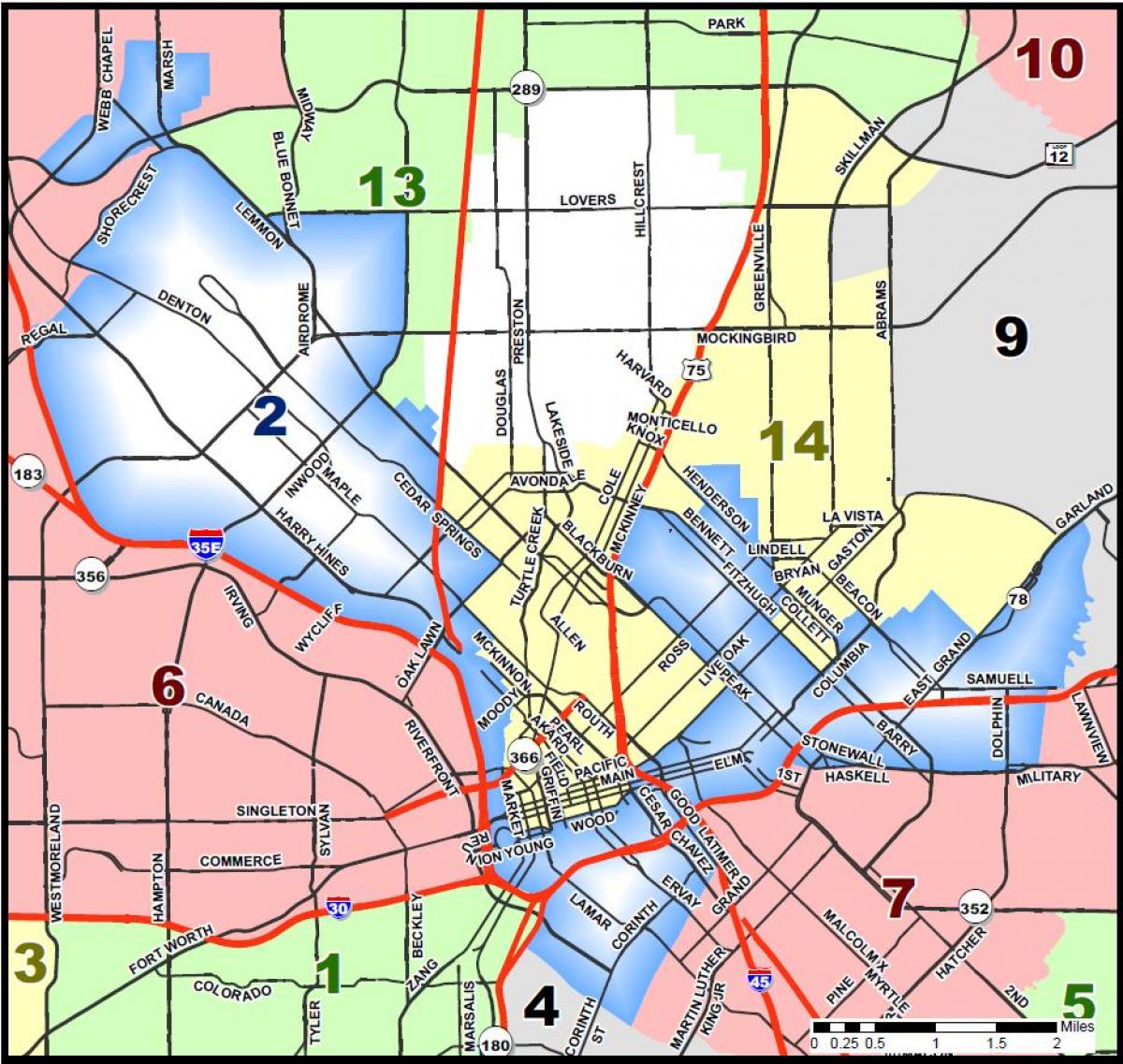 grad Dallasa urbanističke mapu
