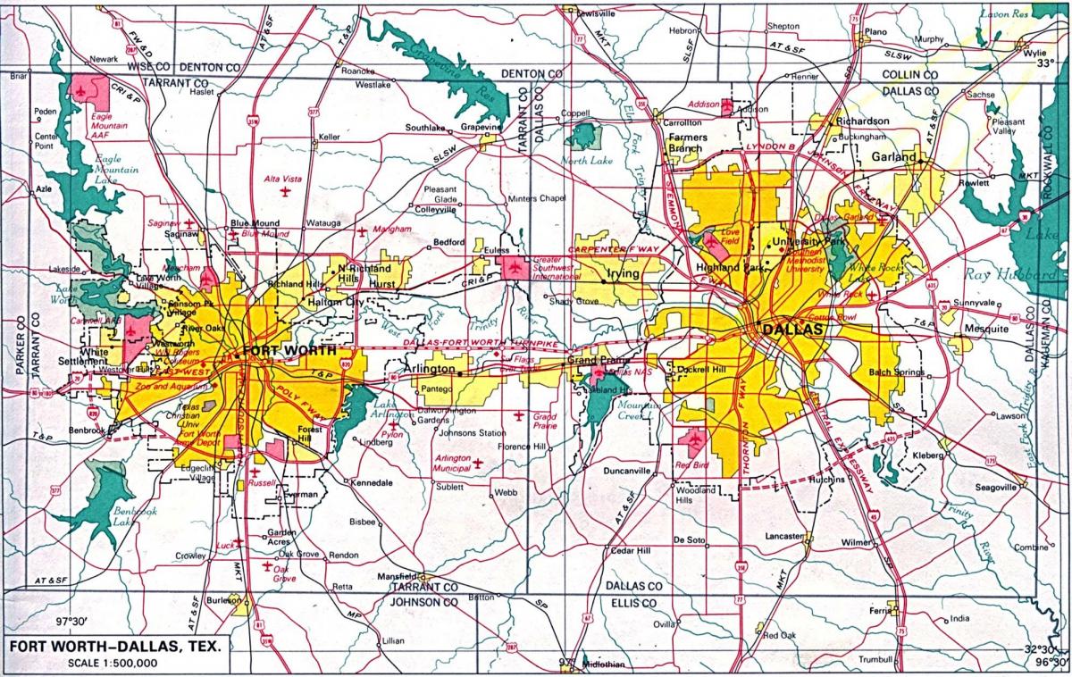 mapa na sjever Dallas