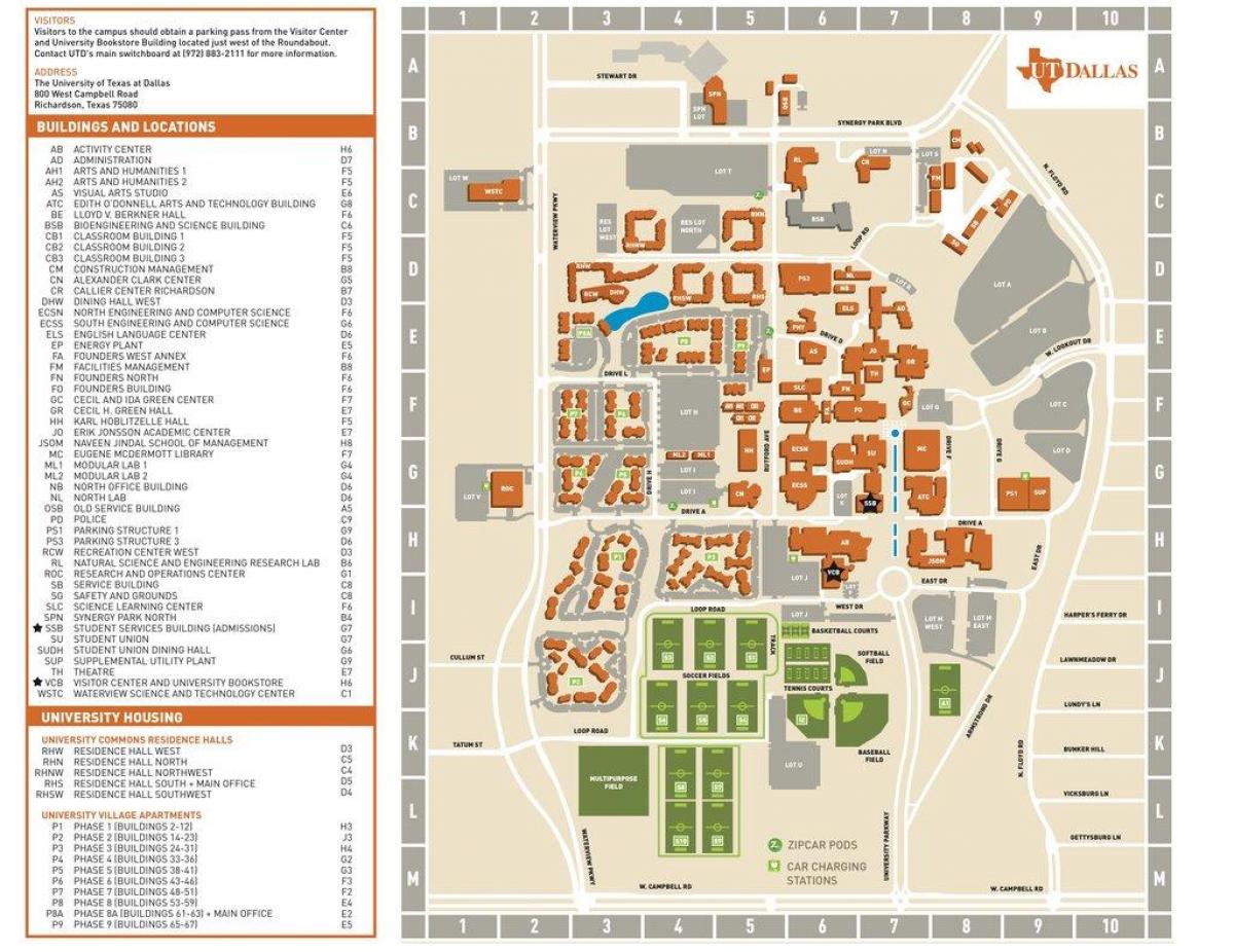 univerzitetu Texas Dallas mapu