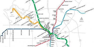 Dallas područje brzo tranzitna mapu