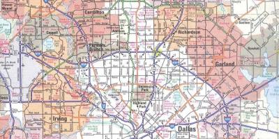 Mapa Dallasu, Teksas oblast