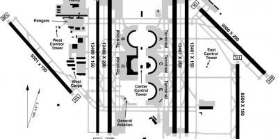 DFW aerodrom terminal b mapu