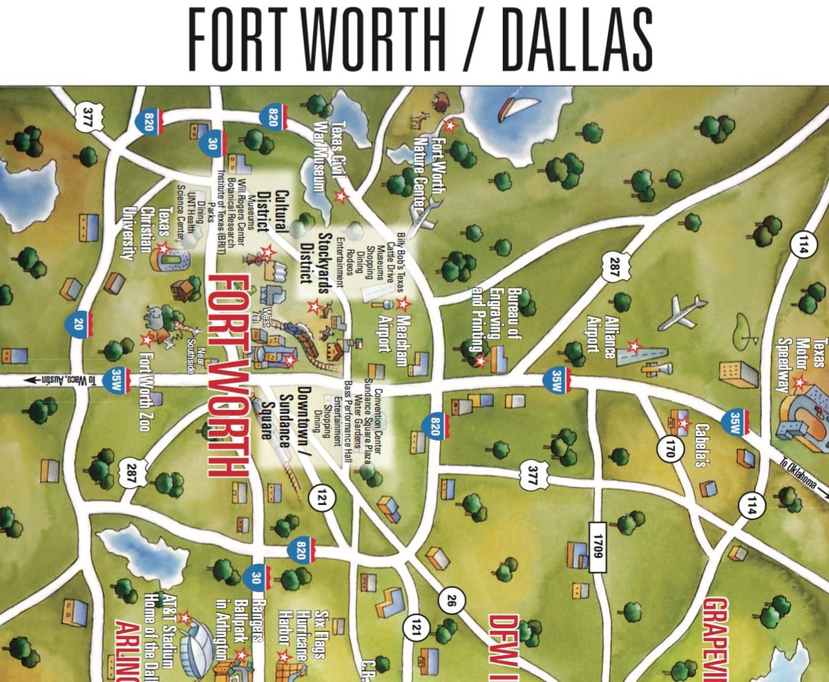 mapa Dalas Fort vort