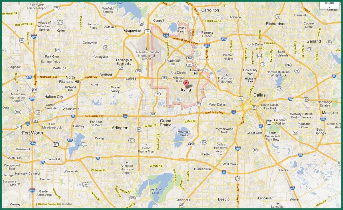 mapa DFW oblast